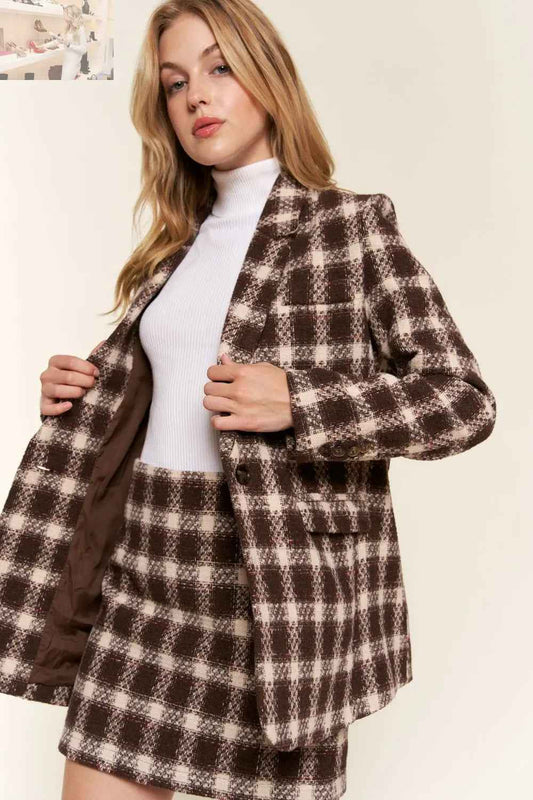 And The Why Full Size Plaid Brushed Blazer for Effortless Style - MegaSuperStar