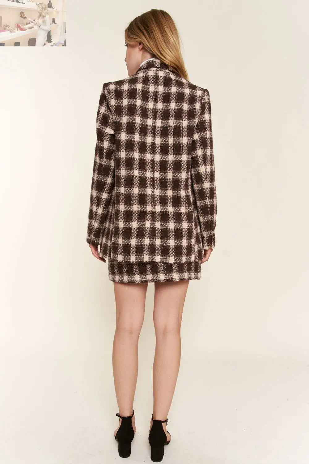 And The Why Full Size Plaid Brushed Blazer for Effortless Style - MegaSuperStar
