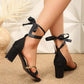 Ankle - Tie Block Heel Sandals - MegaSuperStar