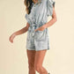 Annie Wear Denim Romper with Elastic Waistband - Short Sleeve Style - MegaSuperStar