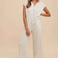 Annie Wear Wide Leg Jumpsuit with Pockets and Button Detail - MegaSuperStar
