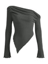 ✨ Asymmetrical One-Shoulder Knit Top Ribbed for Chic Fashion Statements ✨ thumbnail