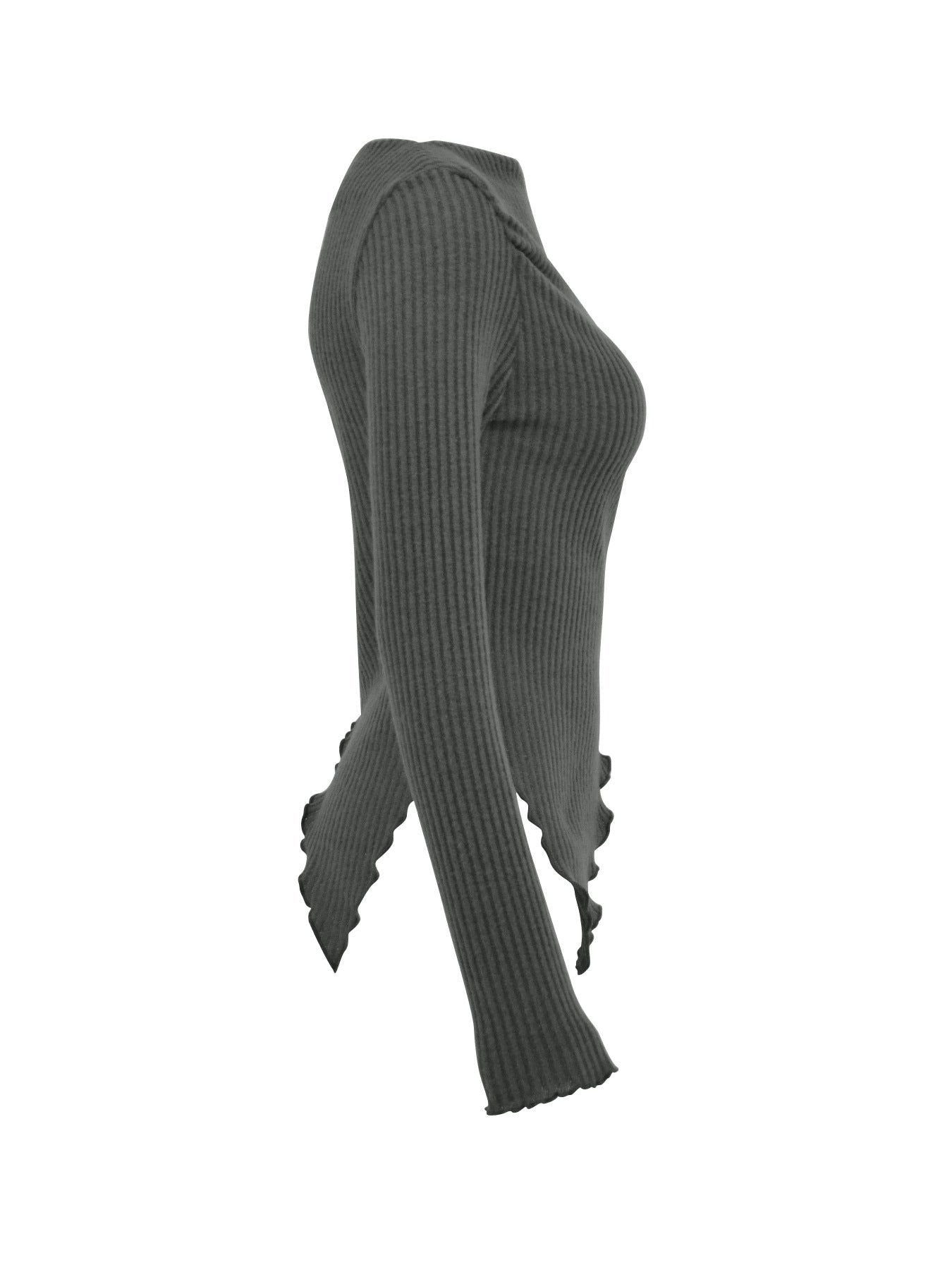 Asymmetrical One - Shoulder Ribbed Knit Top - MegaSuperStar
