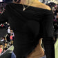 Asymmetrical One - Shoulder Ribbed Knit Top - MegaSuperStar