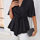 Surplice Tie Waist Half Sleeve Blouse