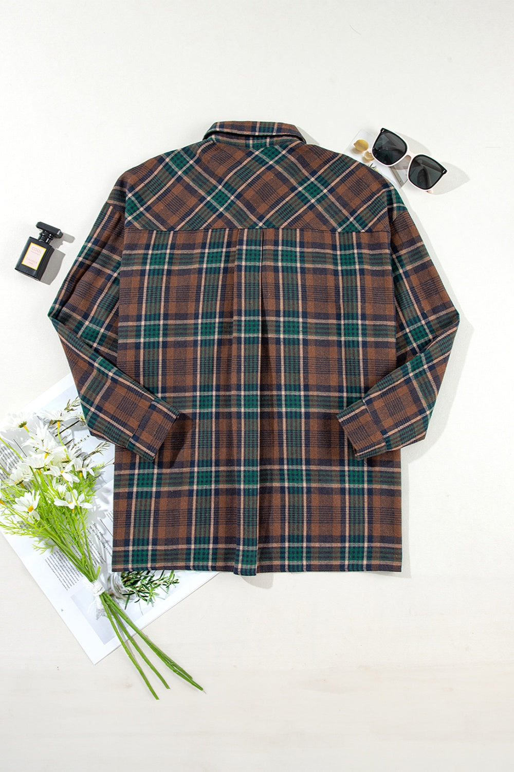 Plaid Button Up Long Sleeve Jacket