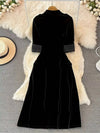 Velvet Button-Down Midi Dress thumbnail