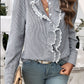 Lace Detail Ruffled Round Neck Long Sleeve Shirt