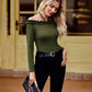 Frill Halter Neck Long Sleeve T-Shirt