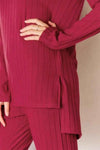 💕 Basic Bae Ribbed High-Low Top and Pants Set - Full Size Round Neck Style 💕 thumbnail