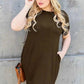 Basic Dress with Pockets - Full Size Round Neck Short Sleeve Dress for Everyday Style - MegaSuperStar