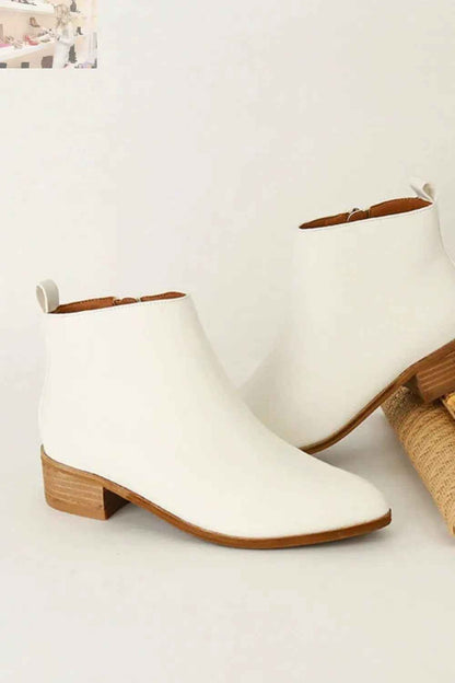 Beast Fashion Block Heel Boots in PU Leather for Stylish Comfort - MegaSuperStar