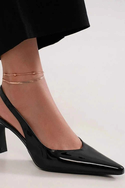 Customer styling Beast Fashion Faux Leather Slingback Pumps with Pointed Toe