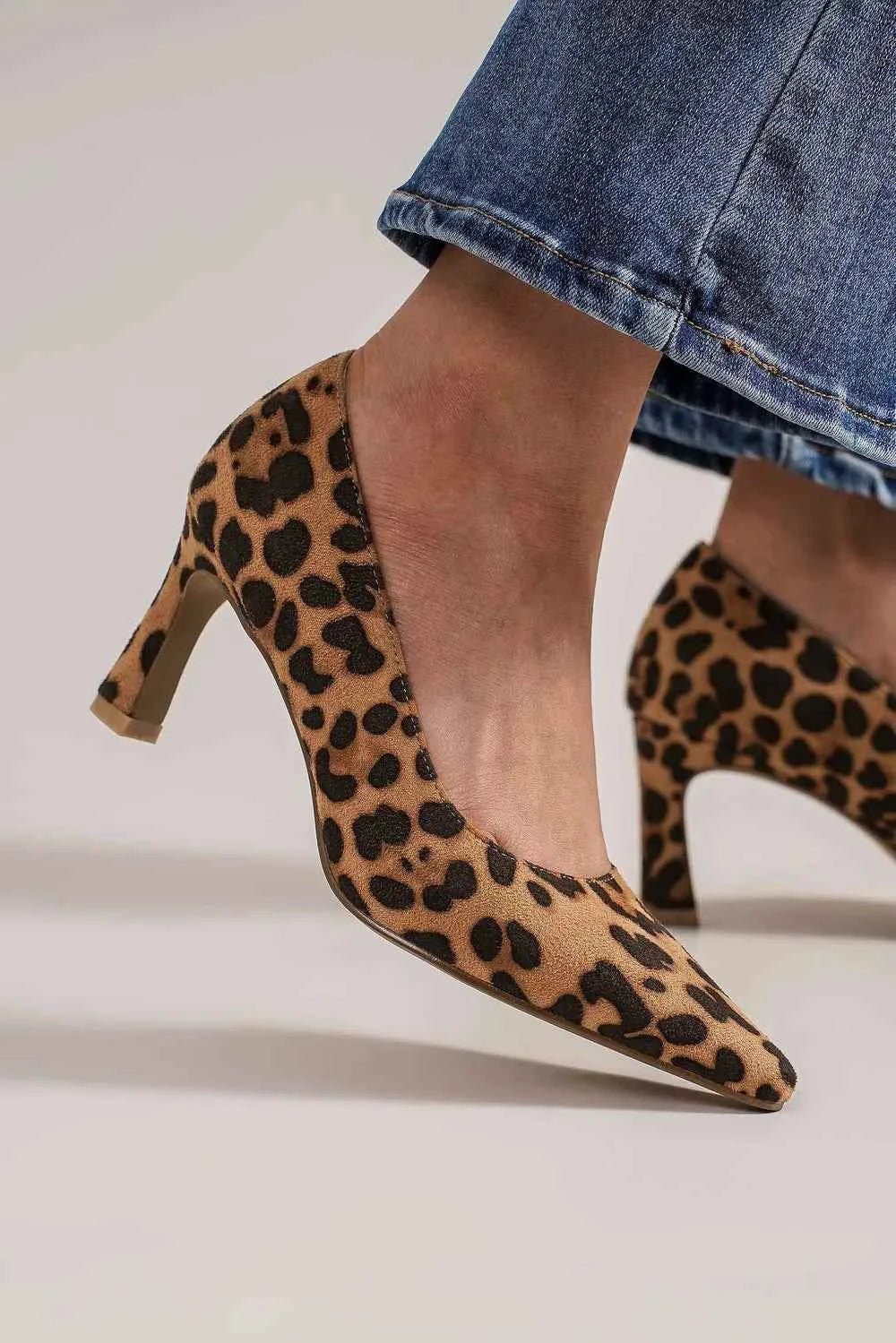 Beast Fashion Faux Suede Leopard Point Toe Pumps - MegaSuperStar