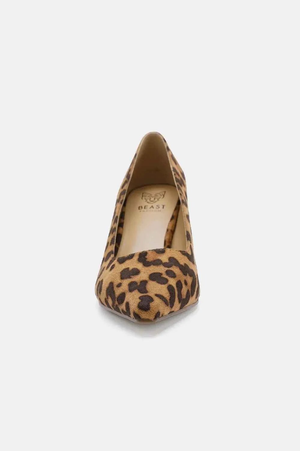 Beast Fashion Faux Suede Leopard Point Toe Pumps - MegaSuperStar