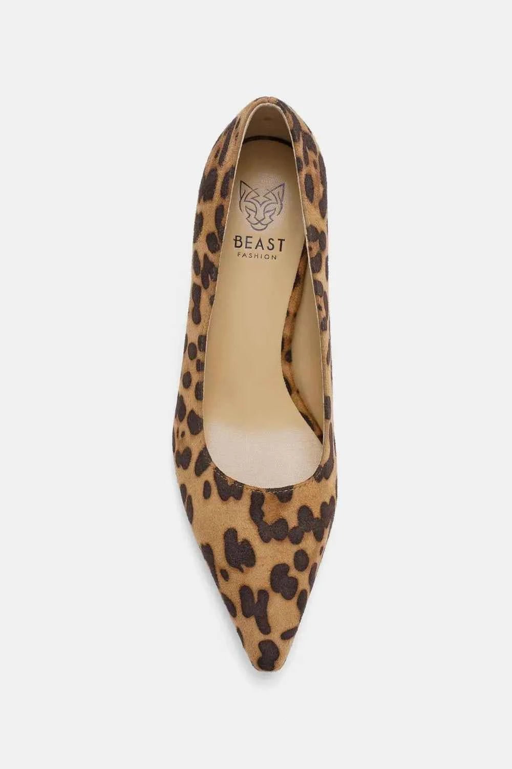 Beast Fashion Faux Suede Leopard Point Toe Pumps - MegaSuperStar