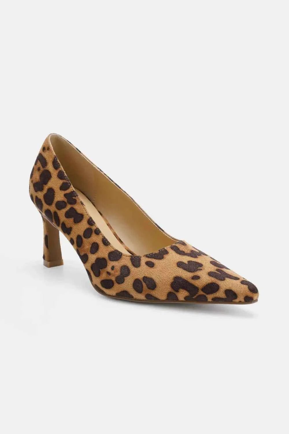 Beast Fashion Faux Suede Leopard Point Toe Pumps - MegaSuperStar