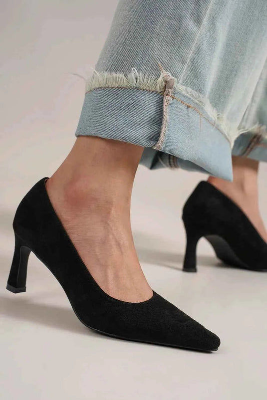 Beast Fashion Faux Suede Point Toe Pumps - MegaSuperStar