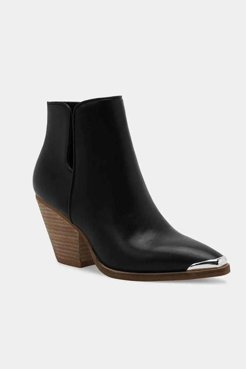 Customer styling 💕 Beast Fashion Pointed Metal-Tip Ankle Boots with Block Heel 💕