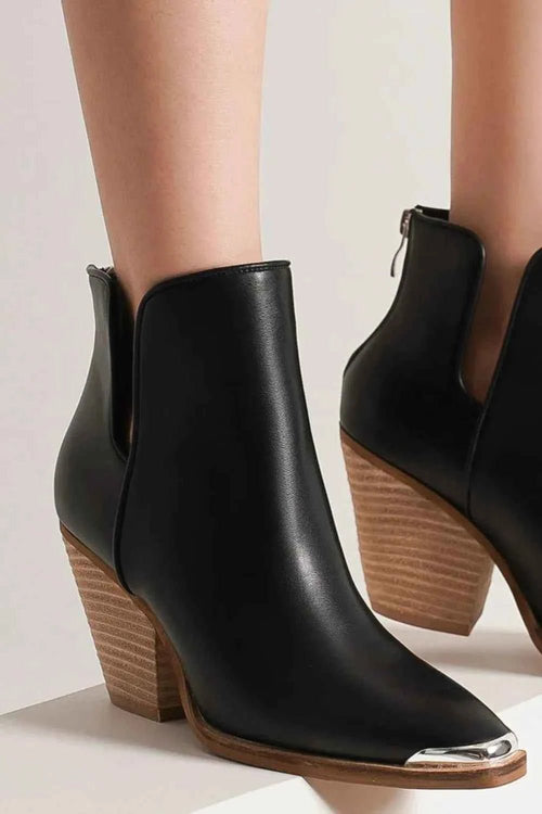Customer styling 💕 Beast Fashion Pointed Metal-Tip Ankle Boots with Block Heel 💕