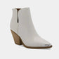 Beast Fashion Pointed Metal - Tip Ankle Boots with Block Heel - MegaSuperStar