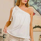 BiBi Cotton One Shoulder Top with Tied Ribbon - MegaSuperStar