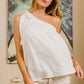 BiBi Cotton One Shoulder Top with Tied Ribbon - MegaSuperStar