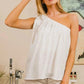 BiBi Cotton One Shoulder Top with Tied Ribbon - MegaSuperStar