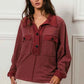 BiBi Cp French Terry Collared Top with Cut Edge Detail - MegaSuperStar