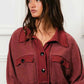 BiBi Cp French Terry Collared Top with Cut Edge Detail - MegaSuperStar