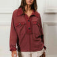 BiBi Cp French Terry Collared Top with Cut Edge Detail - MegaSuperStar