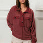 BiBi Cp French Terry Collared Top with Cut Edge Detail - MegaSuperStar