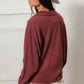 BiBi Cp French Terry Collared Top with Cut Edge Detail - MegaSuperStar