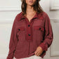 BiBi Cp French Terry Collared Top with Cut Edge Detail - MegaSuperStar