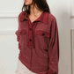 BiBi Cp French Terry Collared Top with Cut Edge Detail - MegaSuperStar