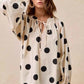 BiBi Polka Dot Balloon Sleeves Blouse with Exaggerated Design - MegaSuperStar