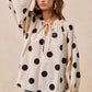 BiBi Polka Dot Balloon Sleeves Blouse with Exaggerated Design - MegaSuperStar