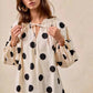 BiBi Polka Dot Balloon Sleeves Blouse with Exaggerated Design - MegaSuperStar