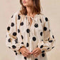BiBi Polka Dot Balloon Sleeves Blouse with Exaggerated Design - MegaSuperStar