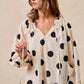 BiBi Polka Dot Balloon Sleeves Blouse with Exaggerated Design - MegaSuperStar