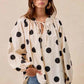 BiBi Polka Dot Balloon Sleeves Blouse with Exaggerated Design - MegaSuperStar