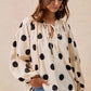 BiBi Polka Dot Balloon Sleeves Blouse with Exaggerated Design - MegaSuperStar