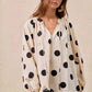 BiBi Polka Dot Balloon Sleeves Blouse with Exaggerated Design - MegaSuperStar