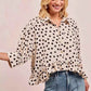 BiBi Polka Dot Peplum Top with Front Button for a Chic Look - MegaSuperStar