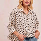 BiBi Polka Dot Peplum Top with Front Button for a Chic Look - MegaSuperStar