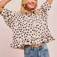 BiBi Polka Dot Peplum Top with Front Button for a Chic Look - MegaSuperStar