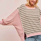 BiBi Stripe Mixed Top with Cut Edge and Reverse Outseam for Trendy Style - MegaSuperStar