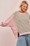 ✨ BiBi Stripe Mixed Top with Cut Edge and Reverse Outseam for Trendy Style ✨ thumbnail