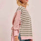 BiBi Stripe Mixed Top with Cut Edge and Reverse Outseam for Trendy Style - MegaSuperStar