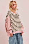 ✨ BiBi Stripe Mixed Top with Cut Edge and Reverse Outseam for Trendy Style ✨ thumbnail